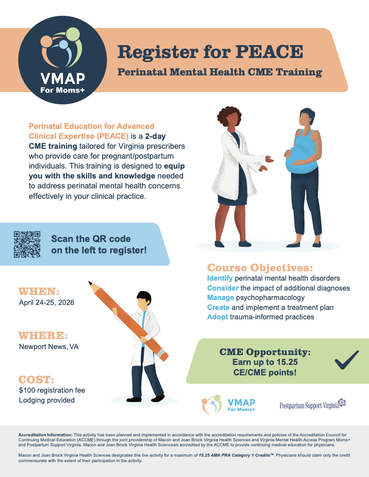 VMAP for Moms+ PEACE Training Flyer